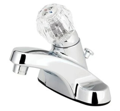 HOMEPOINTE Lavatory Faucet With Plastic Pop Up, 4&quot; Center Distance Single Acrylic Handle, Chrome
