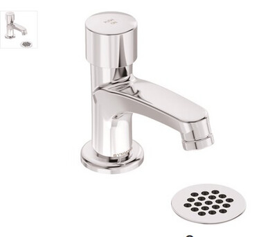 Symmons SCOT Single Hole Single-Handle Metering Bathroom Faucet with Grid Drain in Chrome