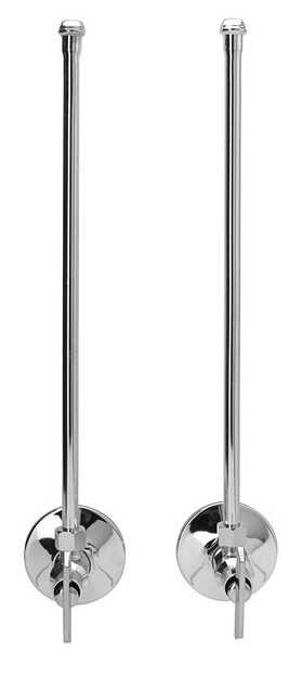 Zurn Elkay Z8804-XL-LR-LK-PC Loose Key Angle Stops with Copper Risers and Flanges (1/2&quot; NOM x 3/8&quot; OD)