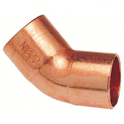 1/8" Wrot Copper 45D Elbow - 1/4" OD