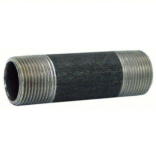 Malleable Black Iron Nipple, Diameter: 1/2&quot;, Length: Close