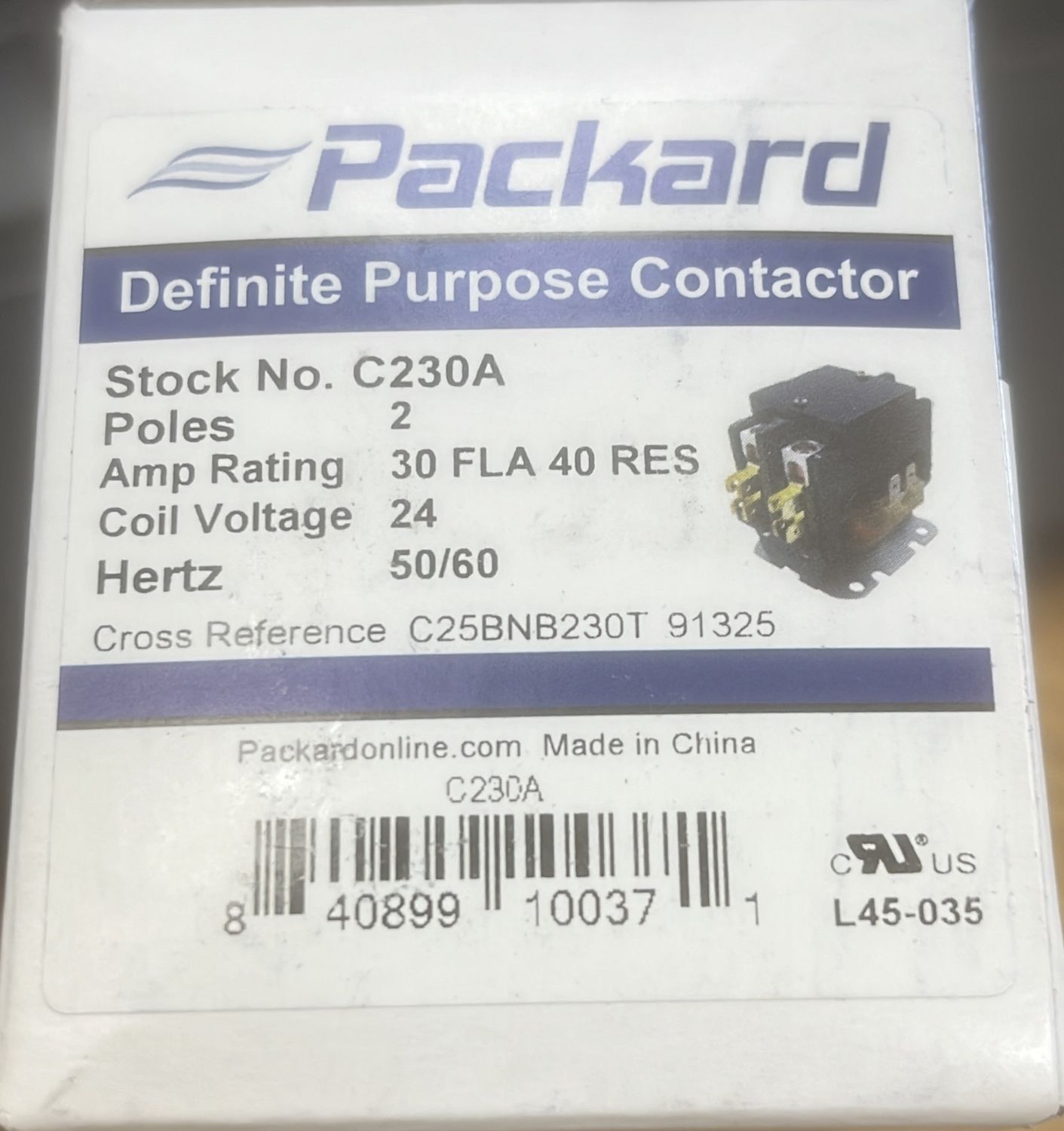 230A Contactor 30A 2P 24V