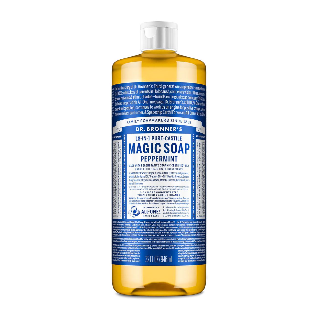 Dr.  Bronner&#39;s Organic Castile Liquid Soap - Peppermint - 32 oz