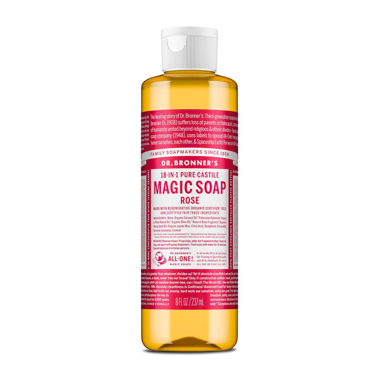 Dr.  Bronner&#39;s Organic Castile Liquid Soap - Rose - 8 oz