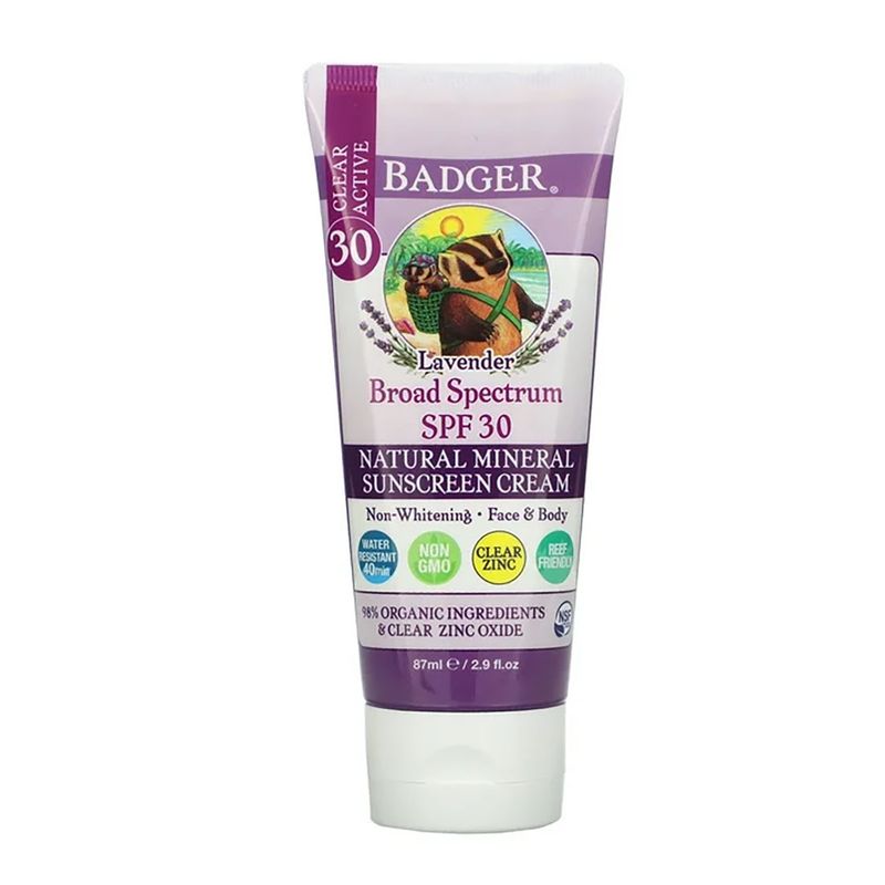 Badger - Clear Zinc Sunscreen Cream - Lavender - SPF30