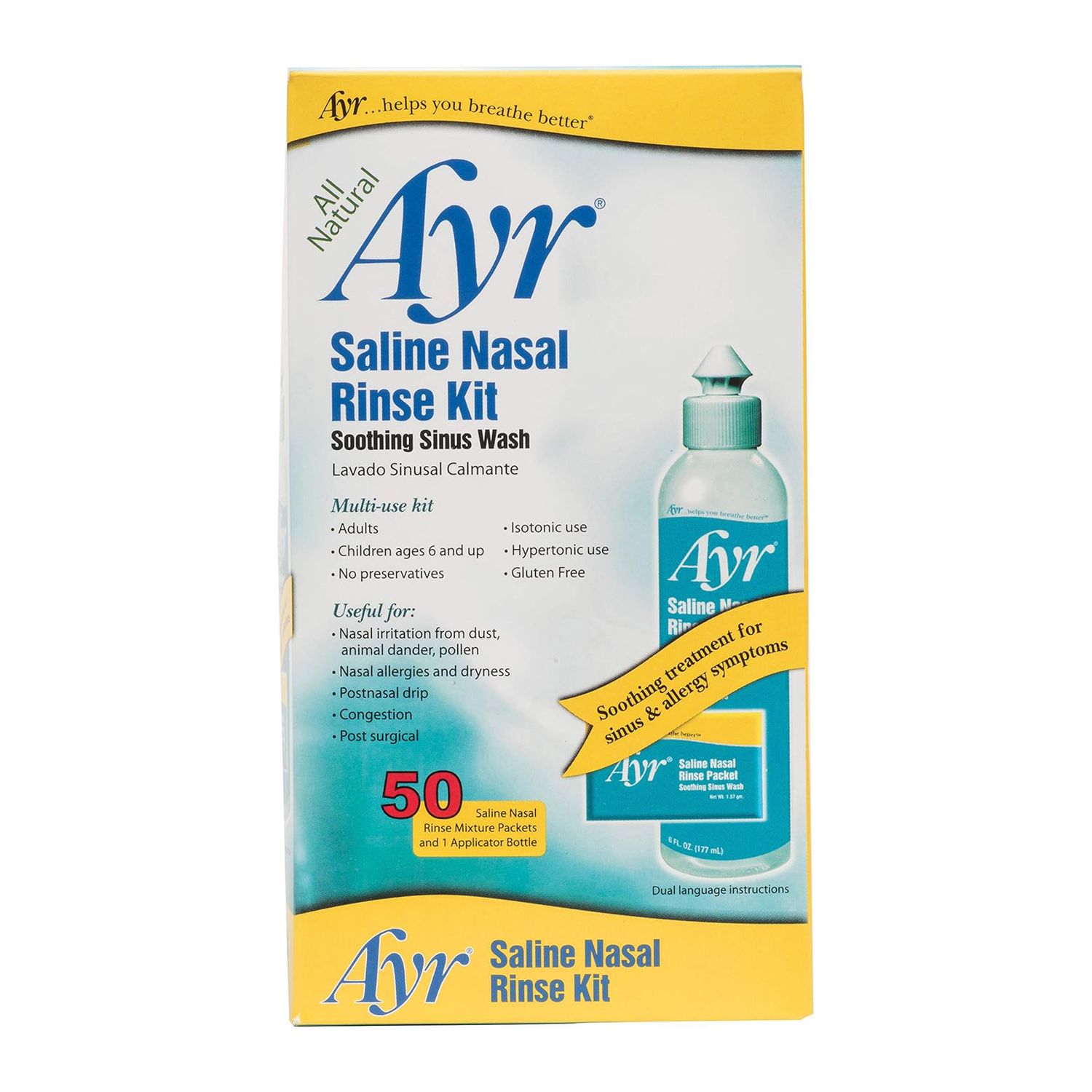 AYR Saline Nasal Rinse Kit 50 Count