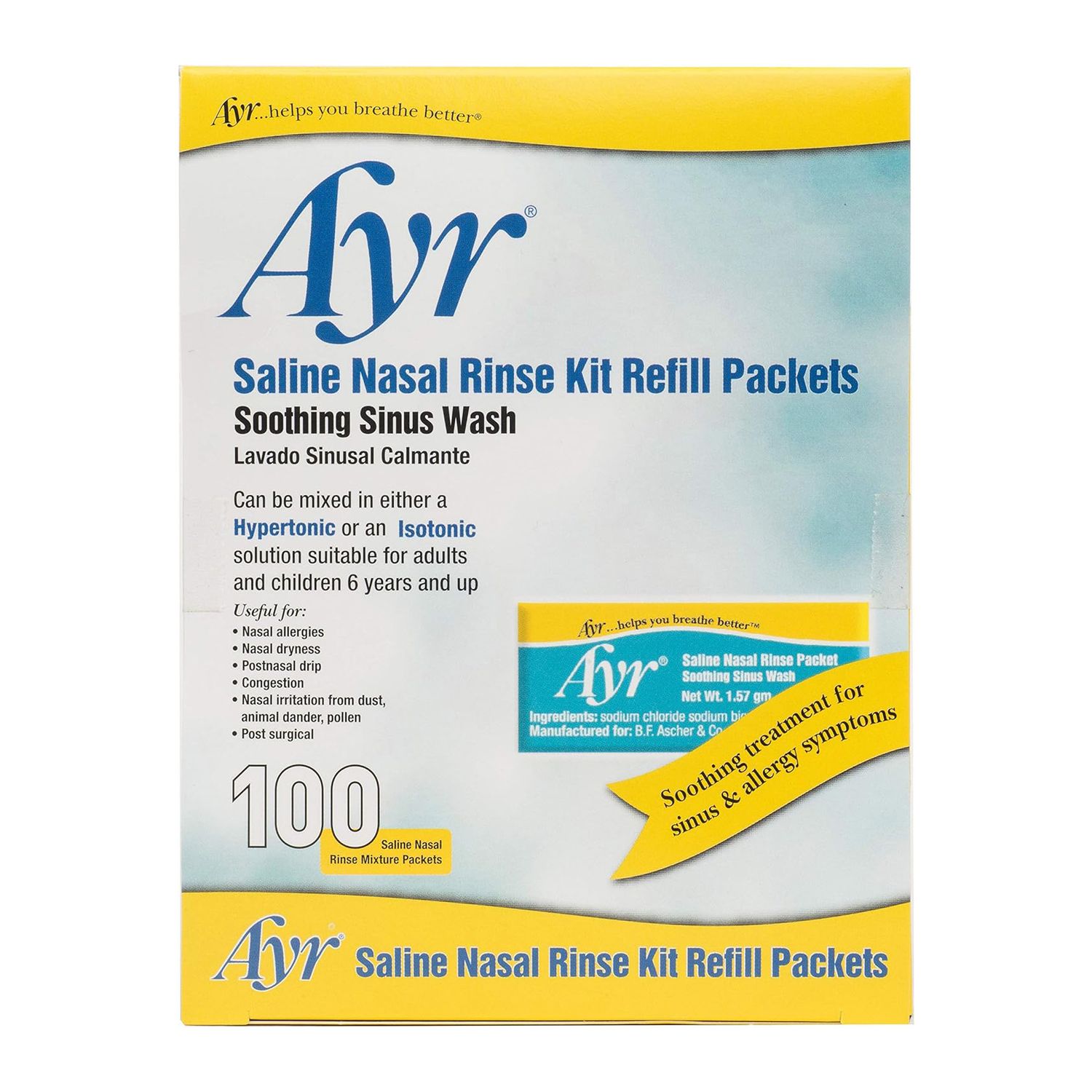AYR Saline Nasal Rinse Refill Kit 100