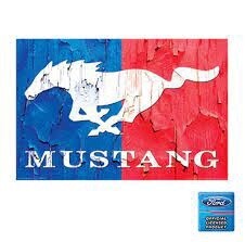 FORD MUSTANG RETRO-STYLE RED-WHITE-AND-BLUE LOGO EMBLEM POSTER