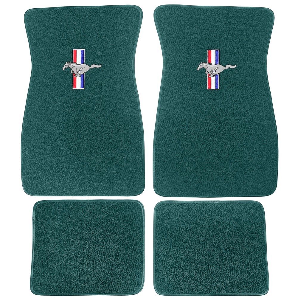 1964-73 Mustang floor mats with logo Aqua