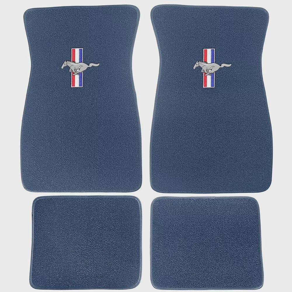 1964-68 Mustang floor mats with logo dark blue