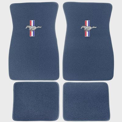 1964-68 Mustang floor mats with logo dark blue
