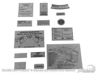 1967 Mustang 14 Piece Decal Kit