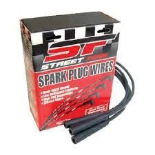 Ignition lead seat. Black, 8mm Spiral Core, 90° Boots, Socket Style, Under Header, Small Block Chev