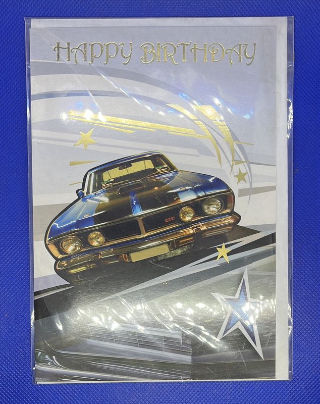 Electric blue XY GT Falcon birthday card