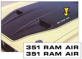 1971-72 Mustang 351 Ram Air decal Black