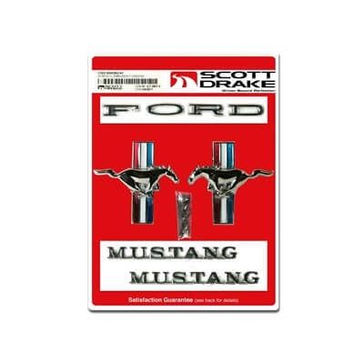 1965-1966 Ford Mustang, Emblem Kit, Coupe, Convertible, 6 Cylinder