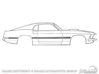 1969 Mustang Mach-1 Stripe Kit Complete, Red/Gold
