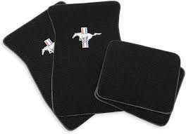 1964-1973 Ford Mustang Embroidered Carpet Floor Mats Running Pony Logo Black