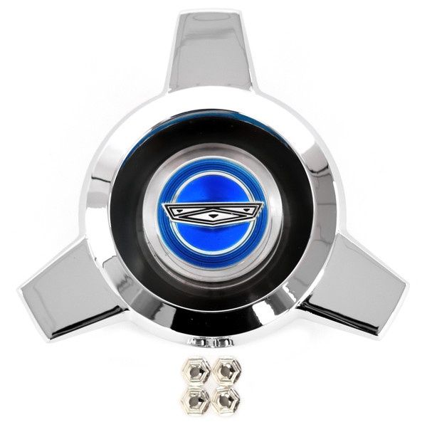 1965-66 Mustang &amp; Galaxie Wire Spoke Center Cap &amp; Spinner (Blue center)