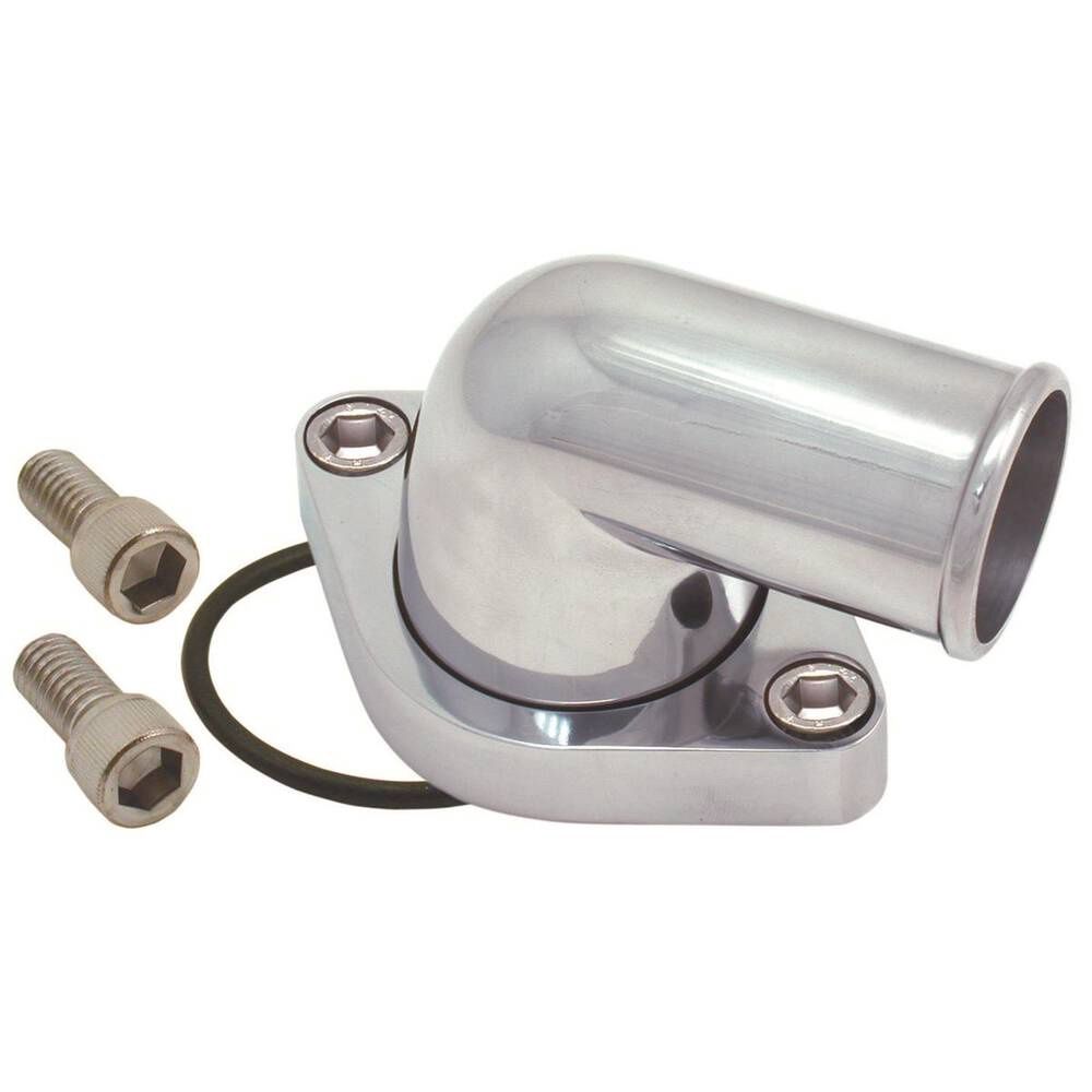 TFI Racing Polished Aluminum 1966-75 Small Blockc 283-350 O-Ring Water Neck (90 Degree)