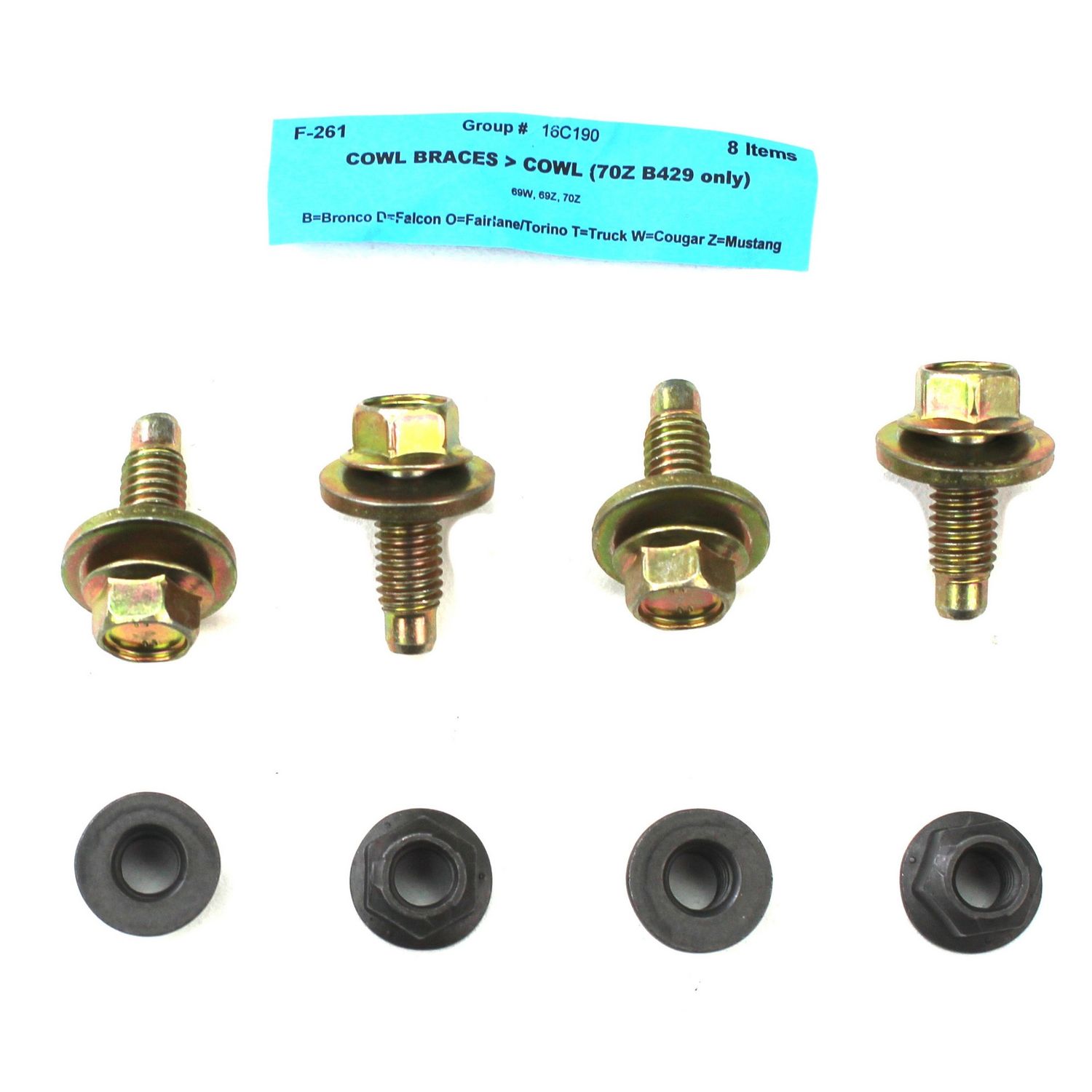 1969 - 1970 Mustang Export Brace Bolts to Cowl (4)