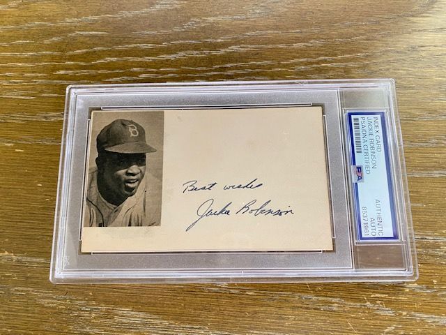 Jackie Robinson Signed Autographed Custom Index Card Signature Encapsulated PSA/DNA Certified