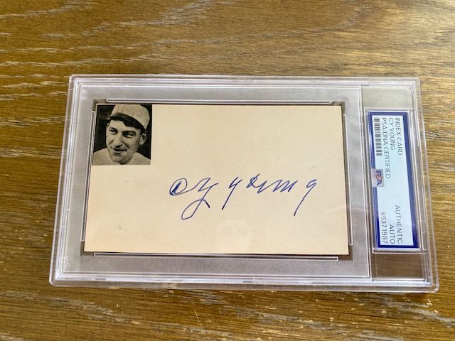 Cy Young Signed Autographed Custom Index Card Signature Encapsulated PSA/DNA Certified
