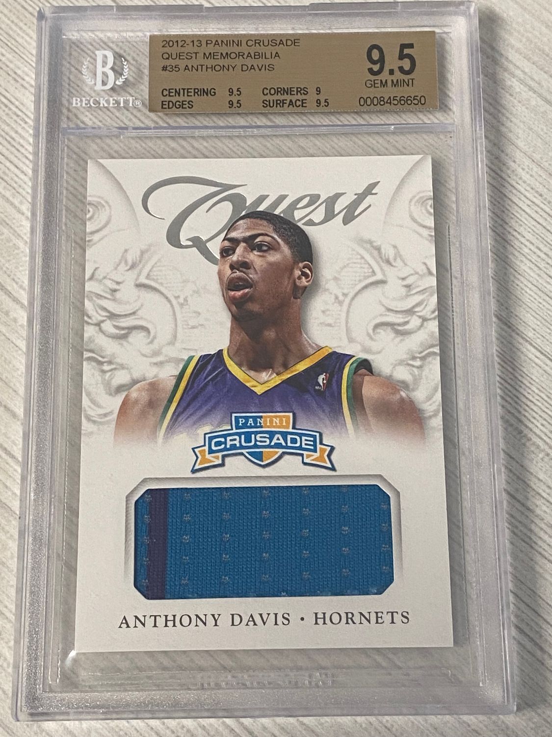 2012-13 Panini Crusade Anthony Davis Quest Memorabilia BGS 9.5 GEM MINT - Hornets