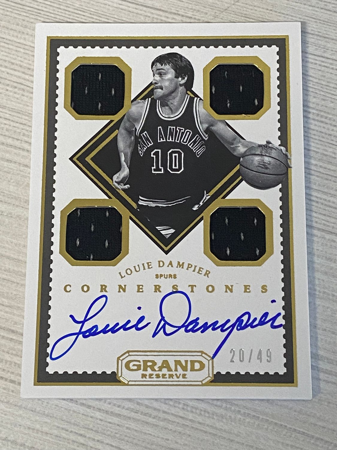 2016-17 Grand Reserve Louie Dampier Cornerstones Auto Jersey /49 - Spurs