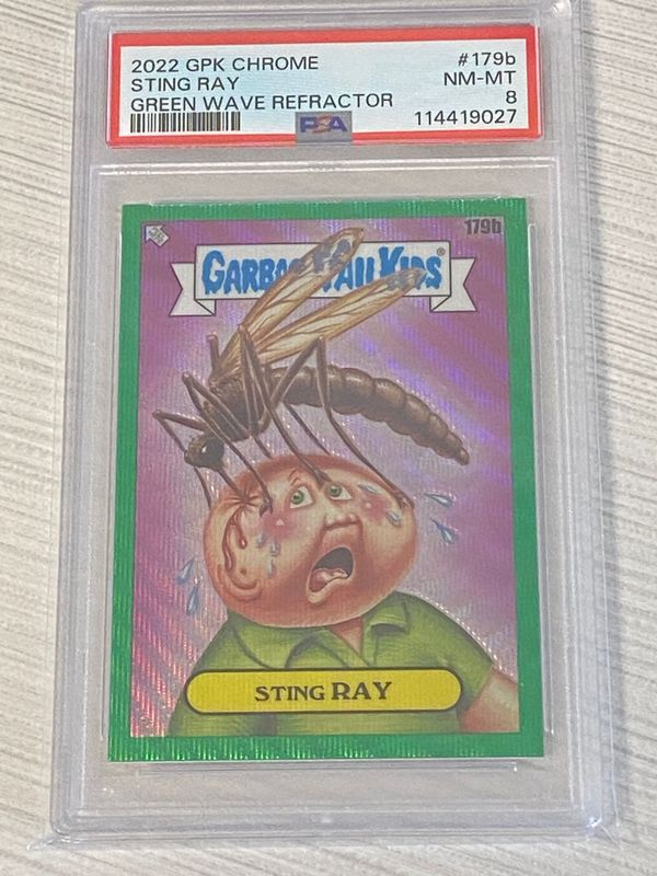 2022 GPK Chrome Sting Ray #179b Green Wave Refractor PSA 8 NM-MT Garbage Pail Kids