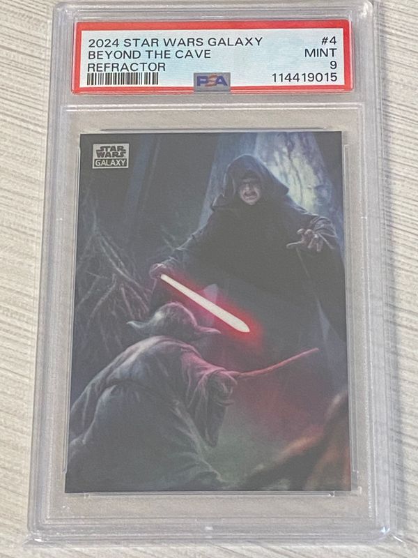 2024 Star Wars Galaxy Beyond The Cave #4 Refractor PSA 9 Mint Yoda vs Emperor Palpatine