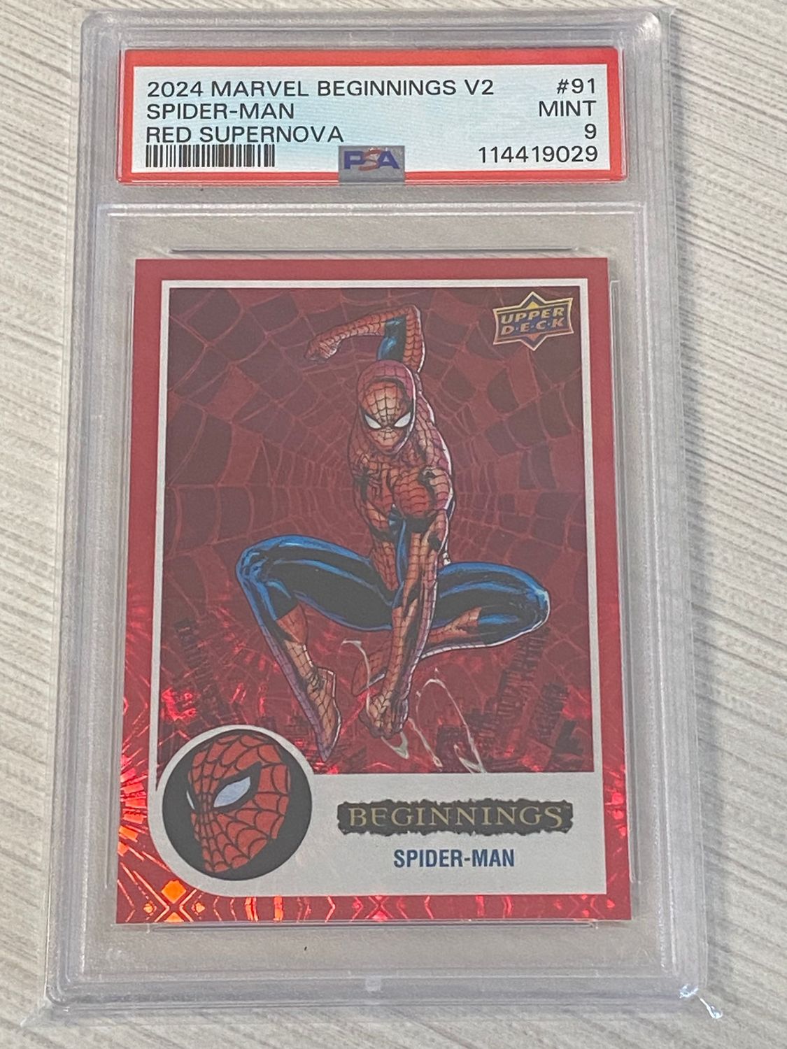 2024 Marvel Beginnings V2 Spider-Man Red Supernova #91 PSA 9 MINT Upper Deck
