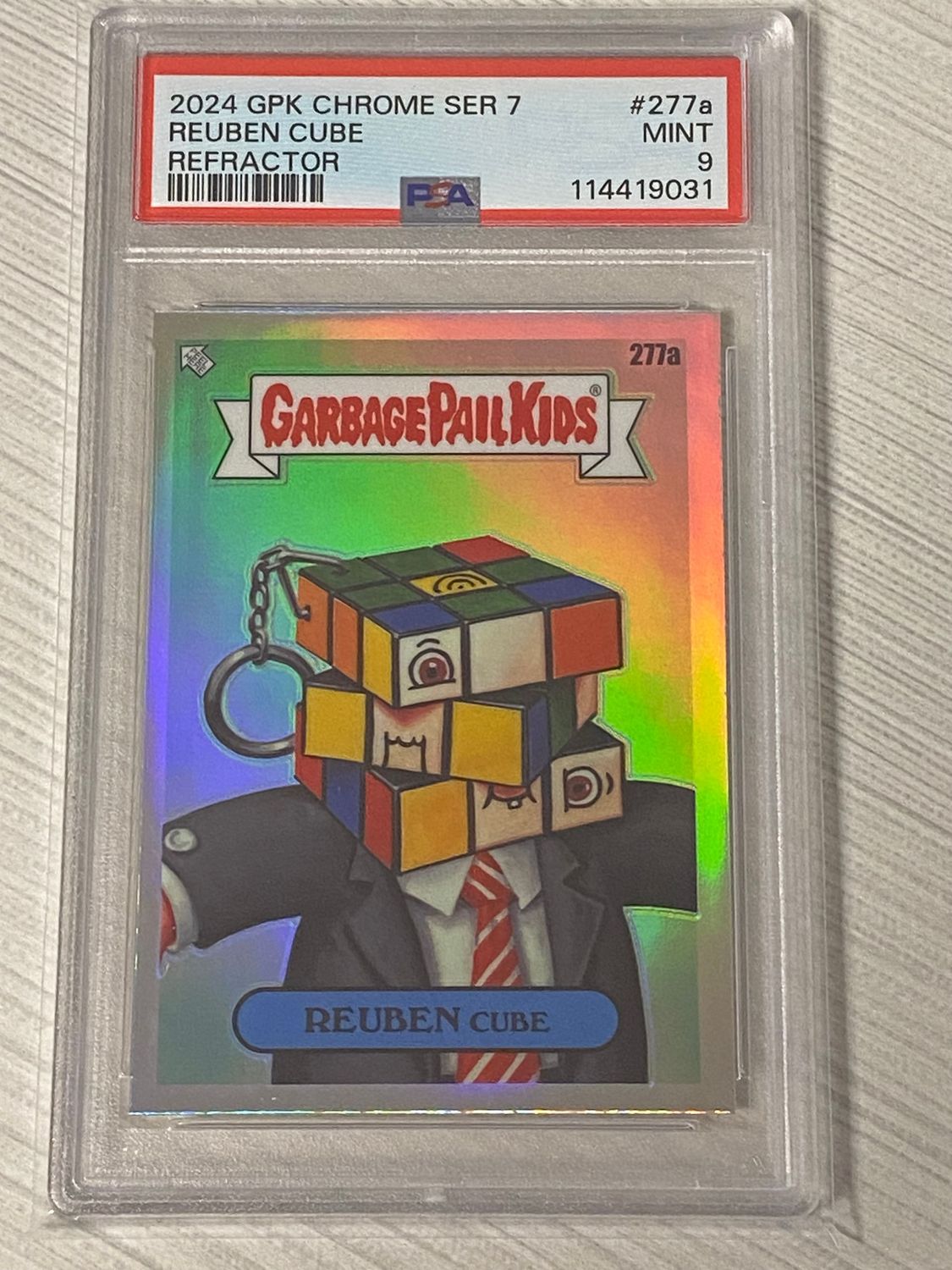 2024 GPK Garbage Pail Kids Reuben Cube Chrome Series 7 Refractor PSA 9 Mint