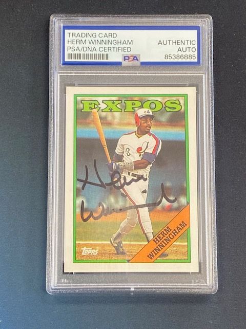 Authentic Signed 1984 Topps Herm Winningham Montreal Expos Baseball Card - PSA/DNA Certified