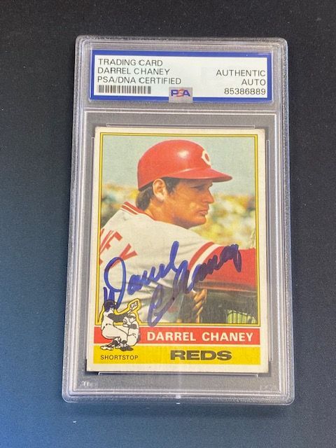Darrel Chaney Signed 1975 Topps Cincinnati Reds Baseball Card PSA/DNA Certified