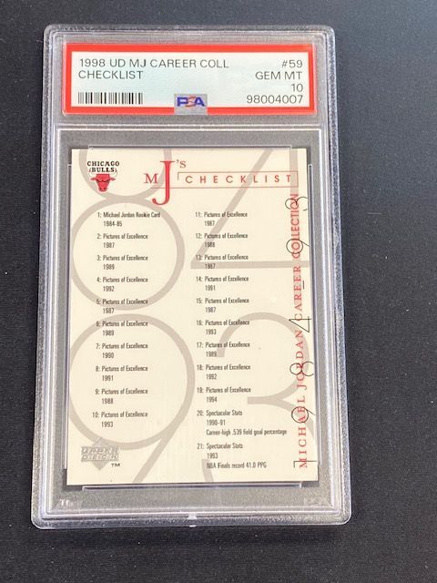 1989 UD Michael Jordan Career Collection Checklist #59 PSA GEM MT 10 Chicago Bulls