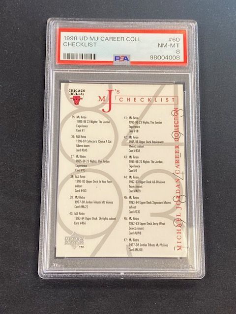 1989 Upper Deck Michael Jordan Basketball Card PSA 8 NM-MT Checklist #60 Chicago Bulls