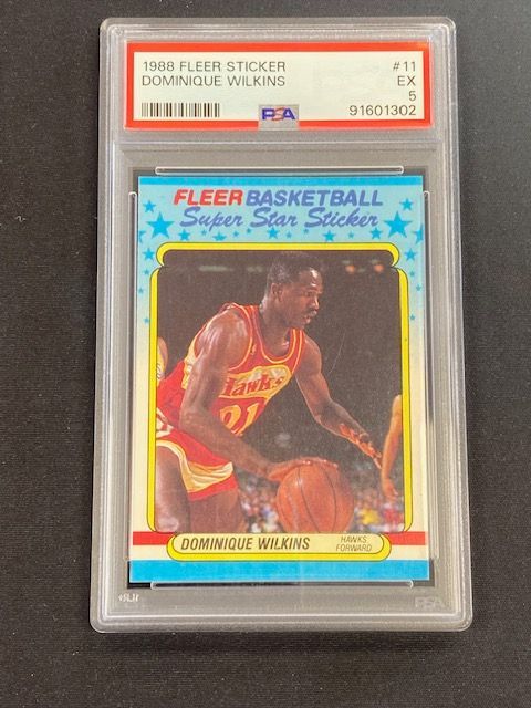 1988 Fleer Sticker Dominique Wilkins #11 PSA 5 EX Atlanta Hawks HOF Super Star