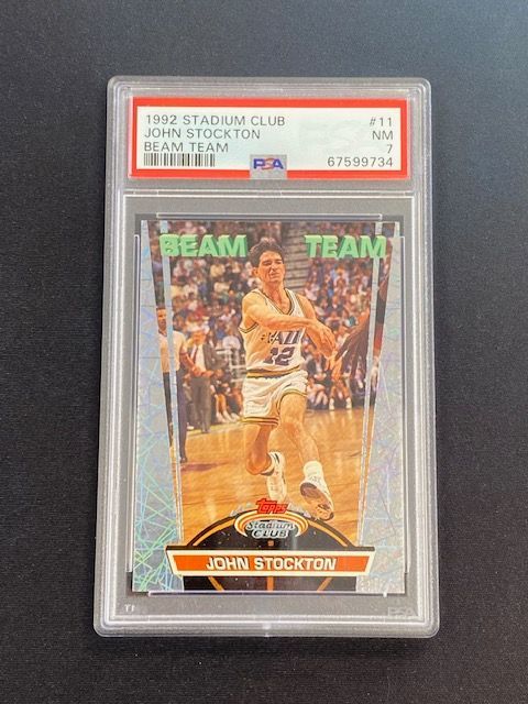 1992 Stadium Club Beam Team John Stockton #11 PSA 7 NM Utah Jazz HOF Insert