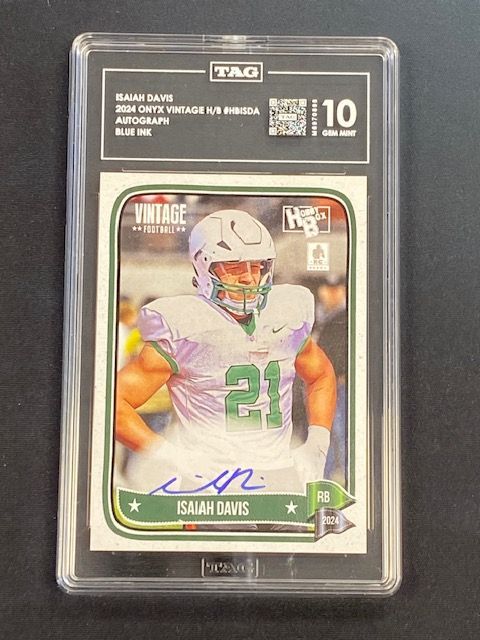 2024 Onyx Vintage Isaiah Davis Auto Blue Ink TAG 10 Gem Mint Rookie RC RB