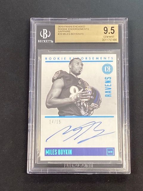 2019 Panini Encased Miles Boykin Auto #14/15 Rookie Endorsements BGS 9.5 GEM RC