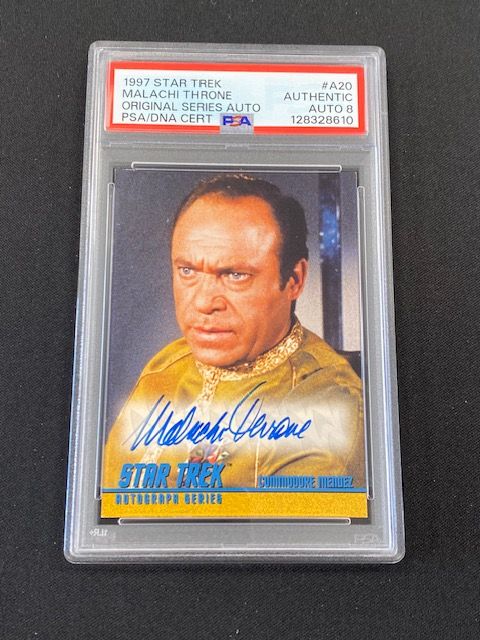 1997 Skybox Star Trek Malachi Throne Original Series On Card PSA/DNA Auto 8