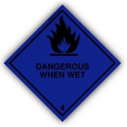 Class 4.3 - Dangerous when wet placards