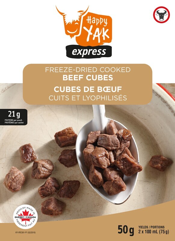 CUBES DE BOEUF CUITS ET LYOPHILISÉS (50 GR) HAPPY YAK