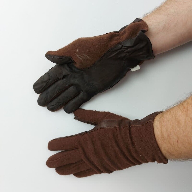 GANTS BRUNS PAUMES EN CUIR