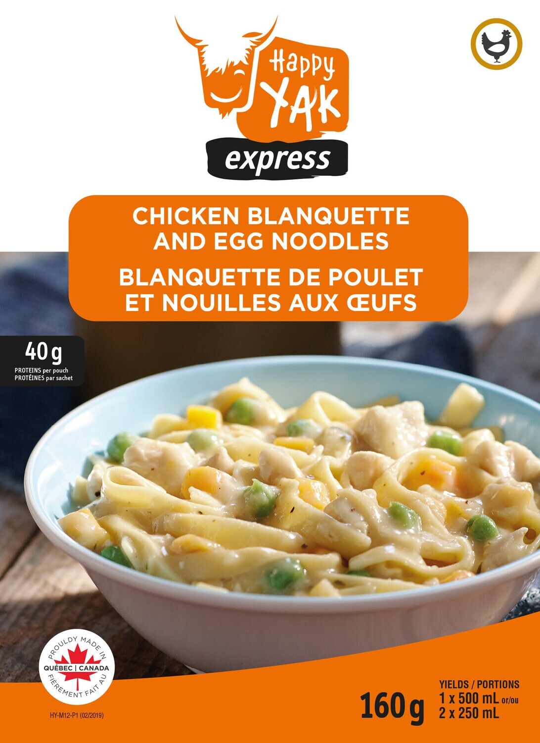 BLANQUETTE DE POULET ET NOUILLES AUX OEUFS HAPPY YAK