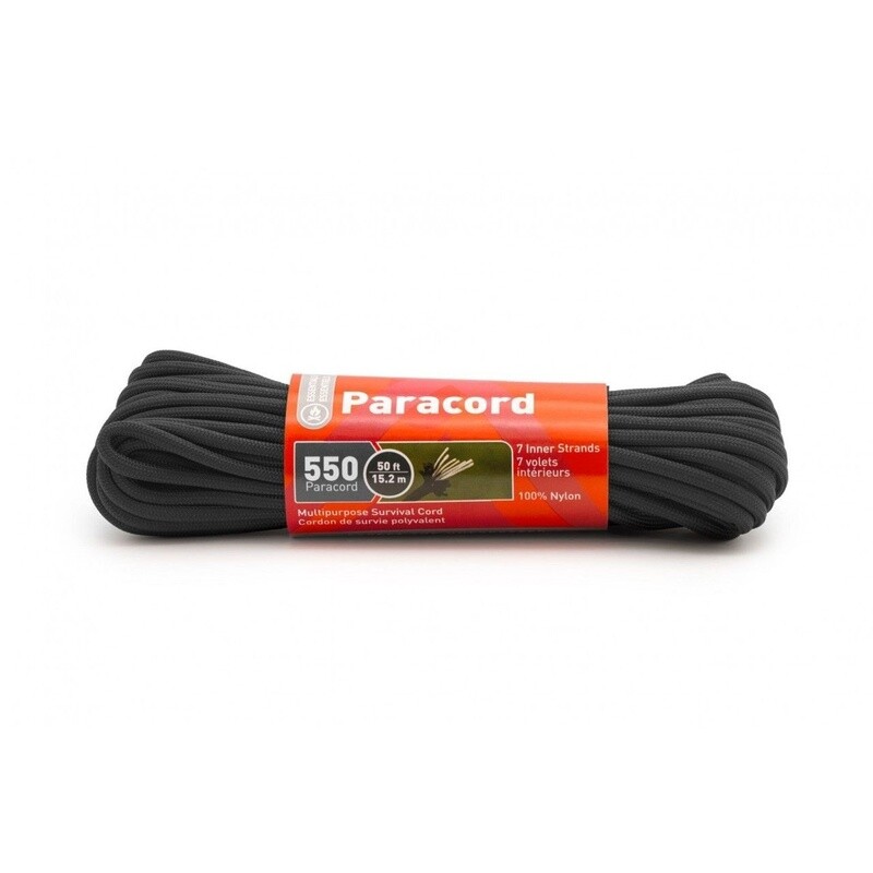 PARACORDE NOIRE 550 (50 PIEDS) - 7 BRINS - SURVIVE OUTDOORS LONGER