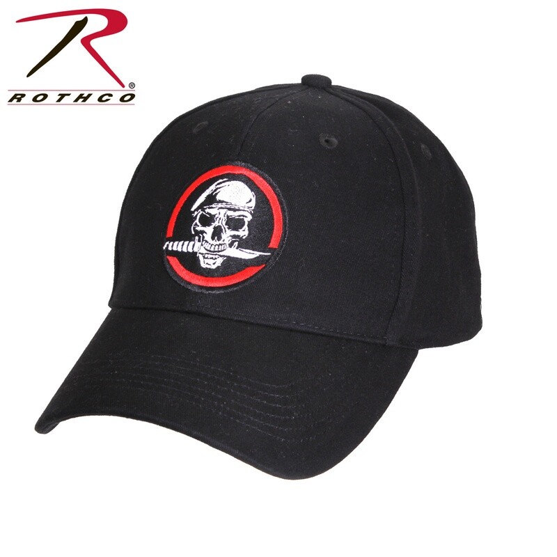 CASQUETTE ROTHCO NOIRE TÊTE DE MORT ET COUTEAU