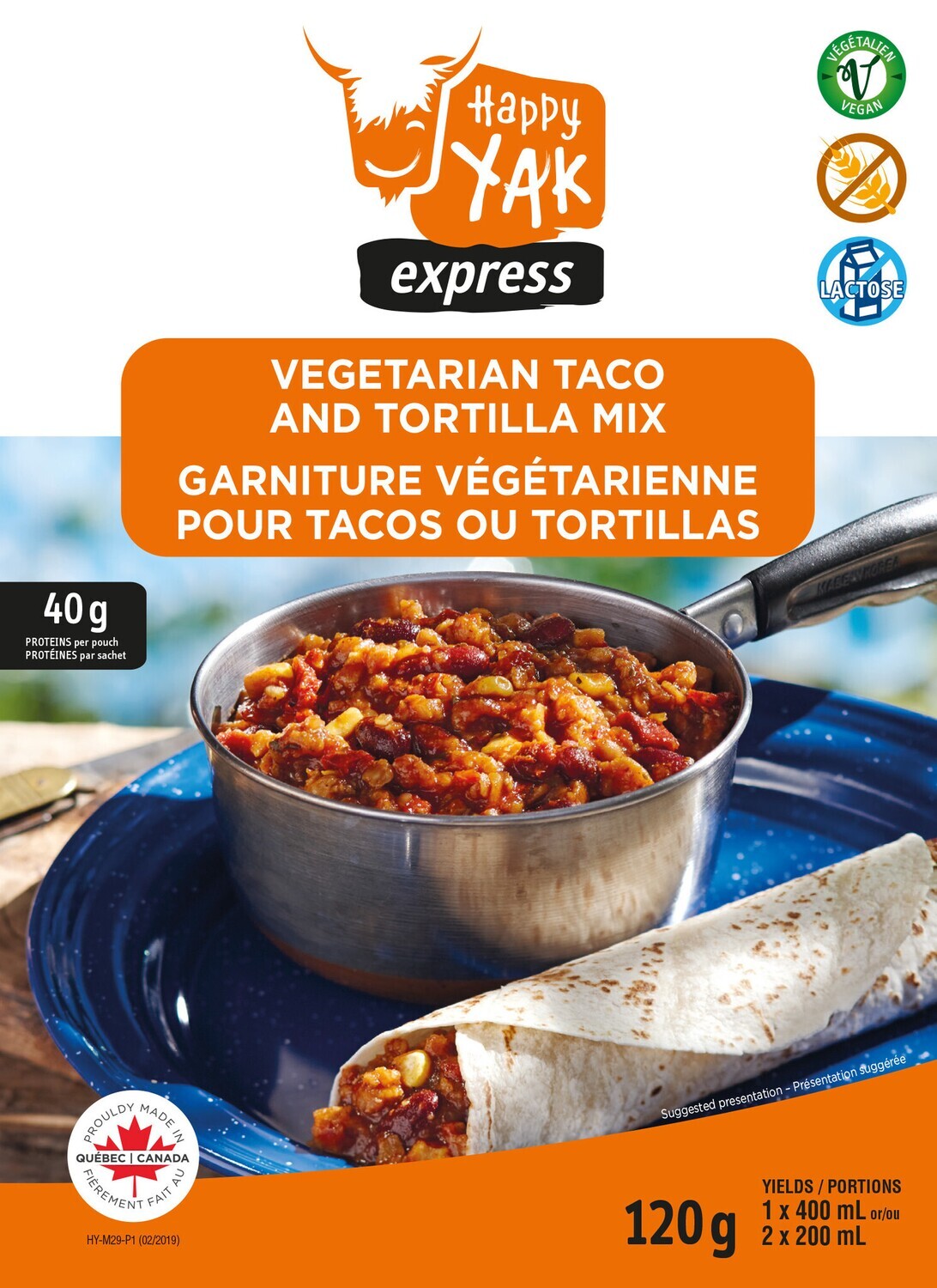 GARNITURE VÉGÉTARIENNE POUR TACOS OU TORTILLAS HAPPY YAK