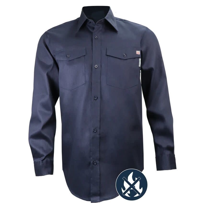 CHEMISE DE TRAVAIL MANCHES LONGUES IGNIFUGE MODÈLE 629FR, Couleur: BLEU NOIR, Grandeur: X-Small